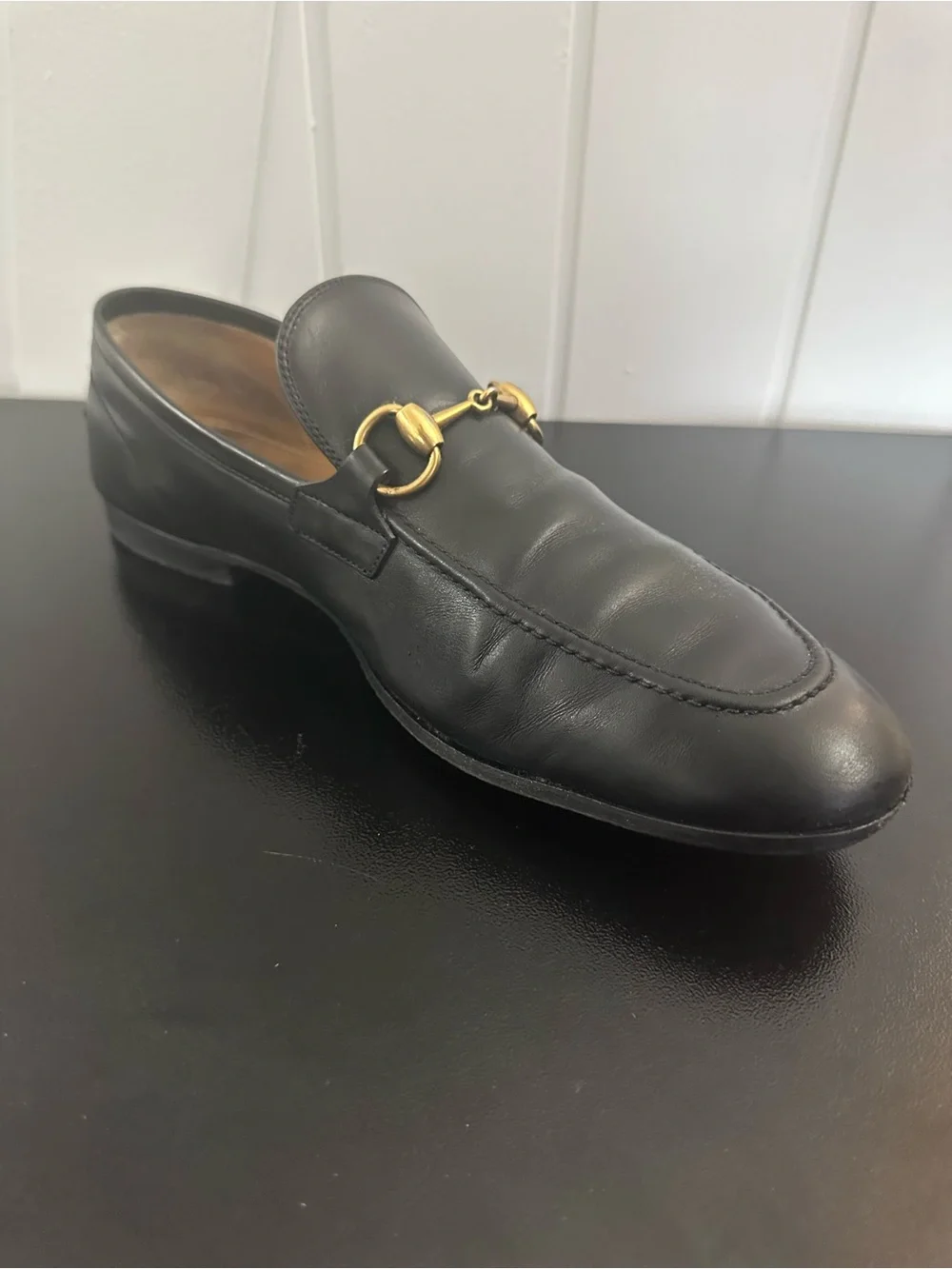 GUCCI Jordaan Horsebit Black LeatherLoafers 10 US $1090